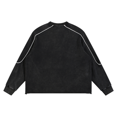 Mineral Wash Piping Raw Hem Sweatshirt