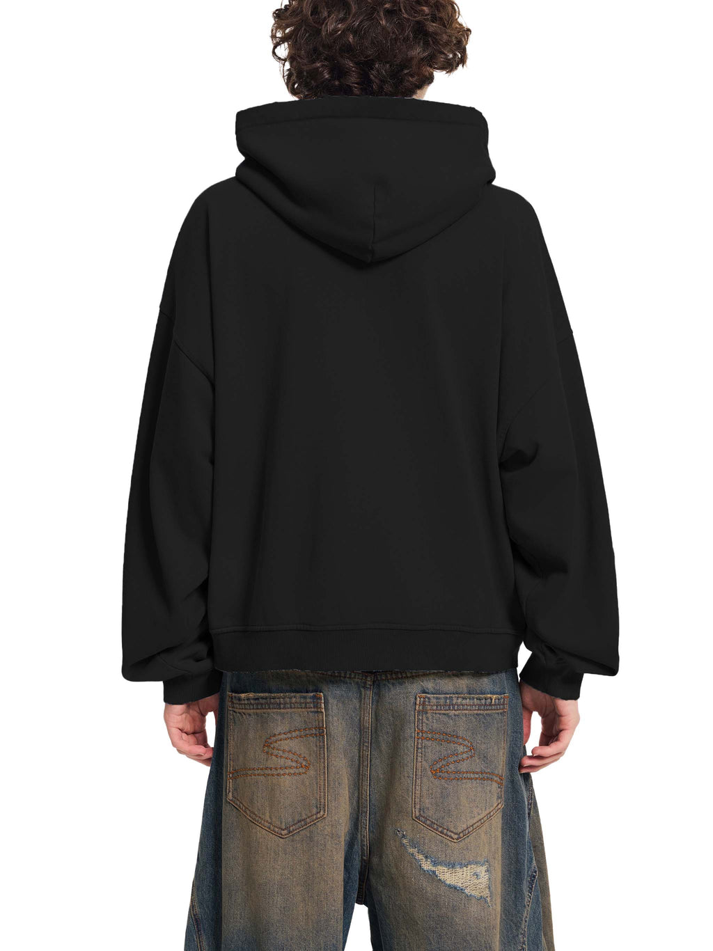 Sun Fade Frayed Raw Edge Fleece Zip Hoodie